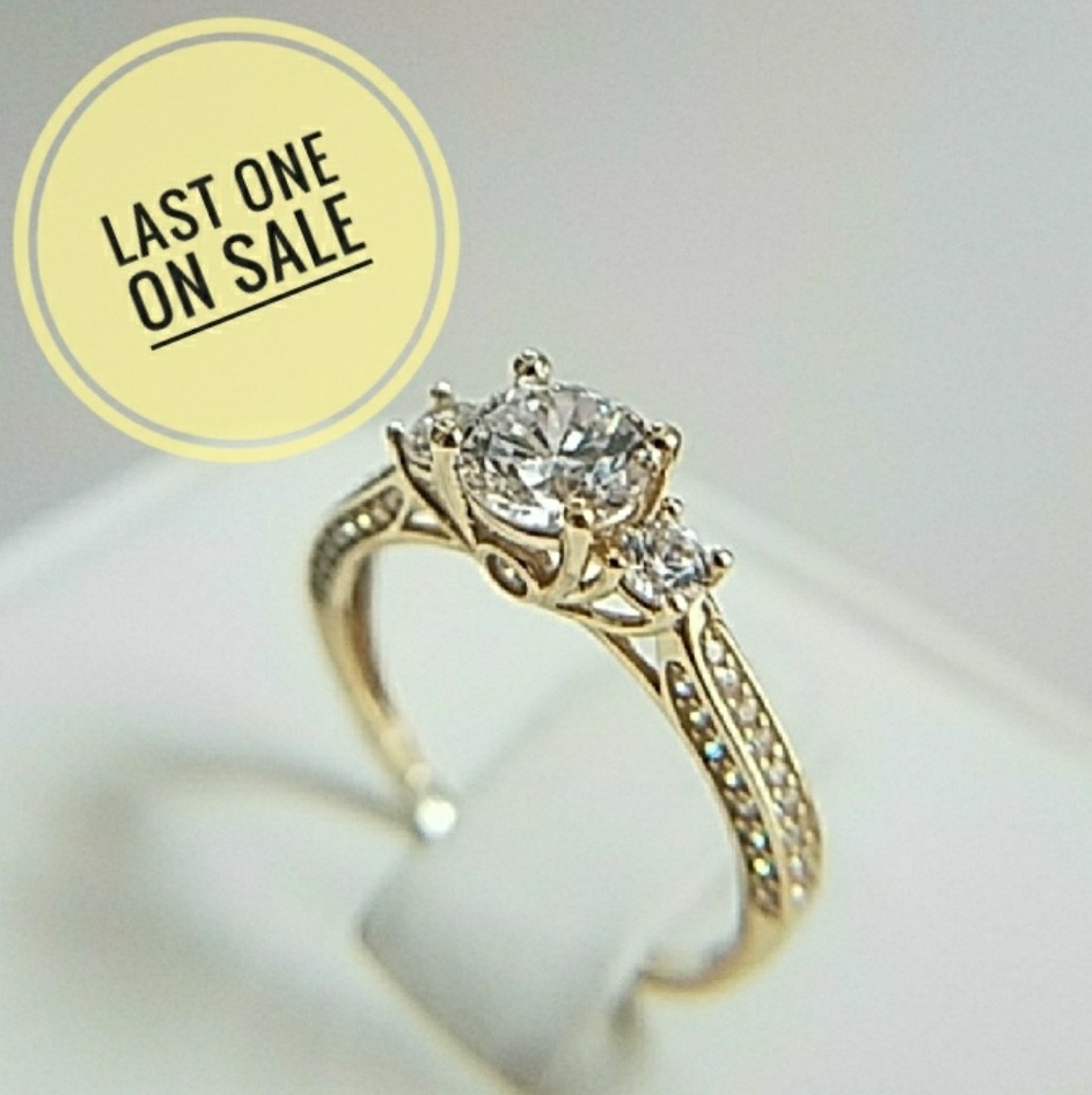 New 14K Solid Yellow Gold Engagement Ring size 7 - Picture 1 of 8